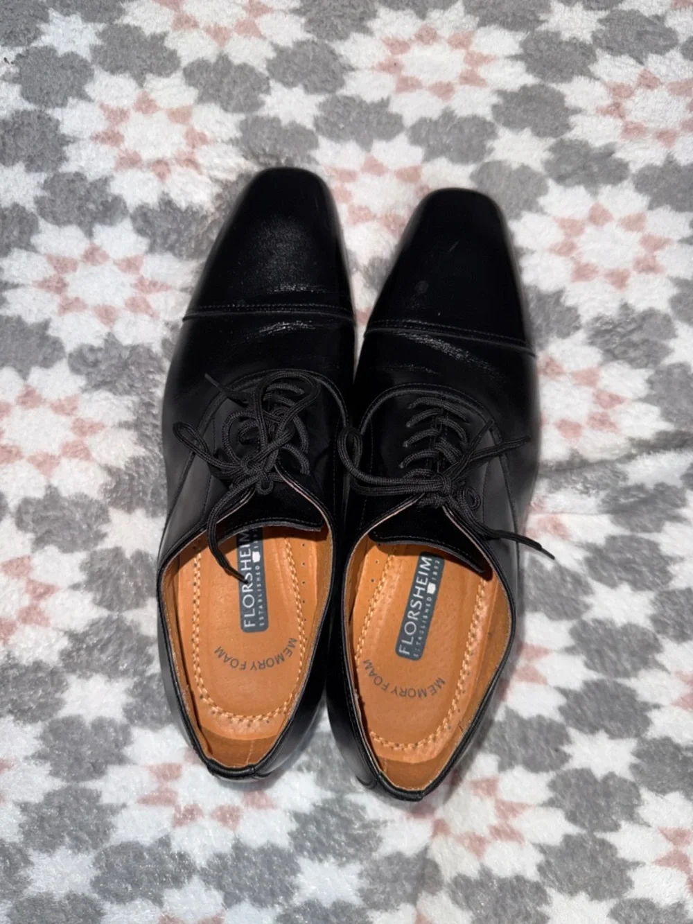 Florsheim Black Patent Cap-Toe Lace-Up Oxfords